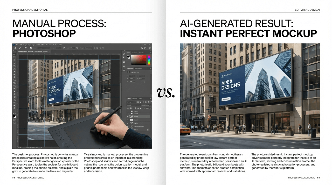 Mockup IA vs Photoshop : quel outil pour vos visuels publicitaires ?
